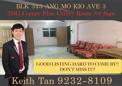 Blk 343 Ang Mo Kio Avenue 3 (Ang Mo Kio), HDB 3 Rooms #132107612